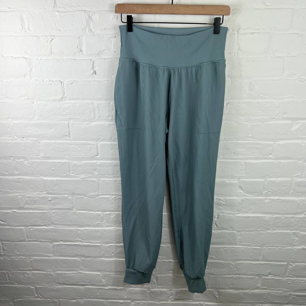 Athleta Women's Jogger High Elastic Waist Ribbed Light teal Blue Size M